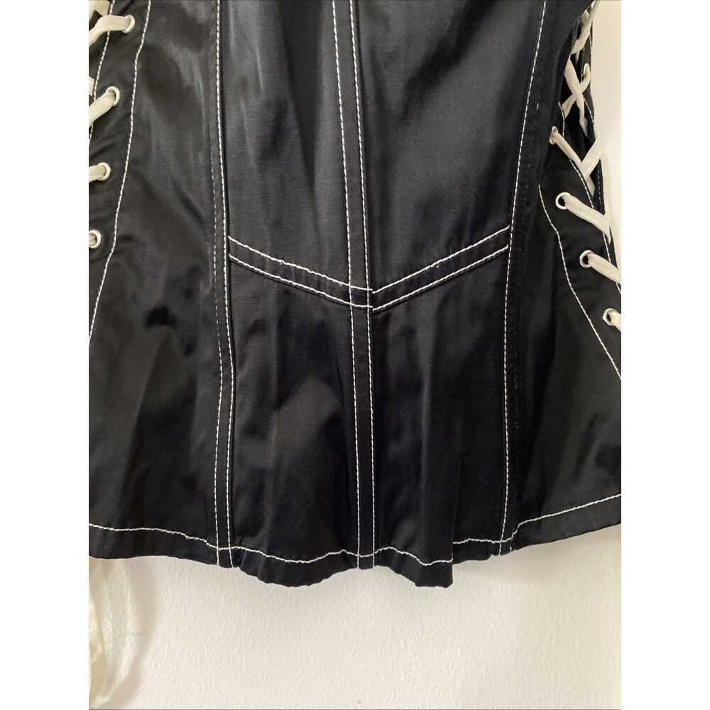 TRIPP NYC Vintage Corset Top Black Lace Up Mesh Goth Victorian Sz L Milkmaid (V1 - Picture 7 of 10